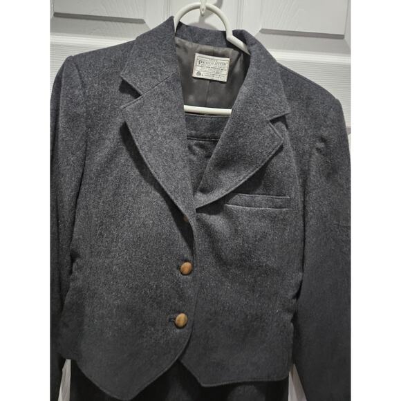 Vintage Miss Pendleton Women's Gray Wool Skirt Blazer Suit Set Size 6 - Picture 3 of 16